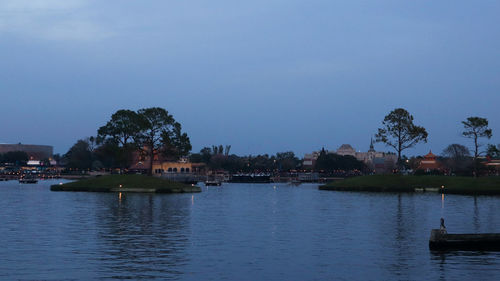 Scenic view of lake against clear sky