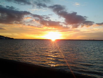 Scenic view of sea at sunset