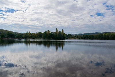 Scenic view of lake against sky