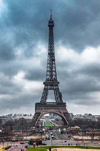 View of cityscape against cloudy sky