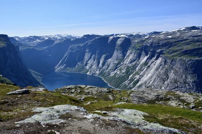 Scenic view of mountains against sky