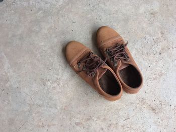 High angle view of shoes on floor