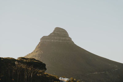 Low angle view of mountain against clear sky