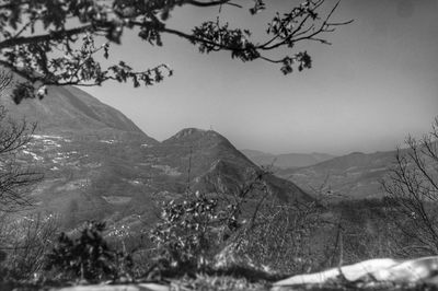 Scenic view of mountains against clear sky