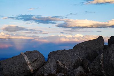 Panoramic view of sea against sky during sunset