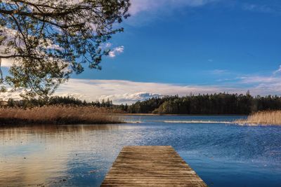 Scenic view of lake against sky