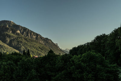 Scenic view of mountains against clear sky