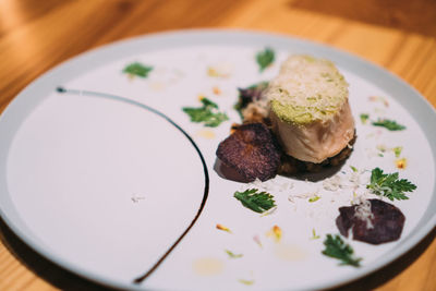 Close-up of meal served in plate
