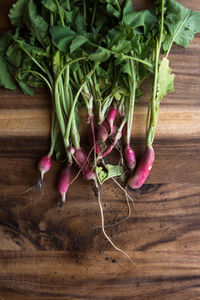 High angle view of vegetables on table