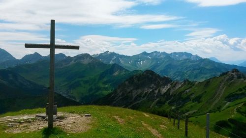 Scenic view of mountains against sky