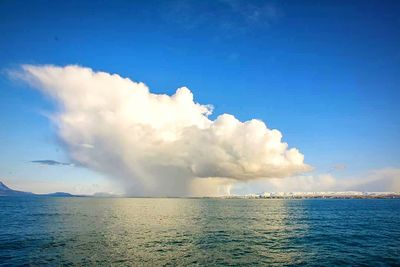 Scenic view of sea against cloudy sky