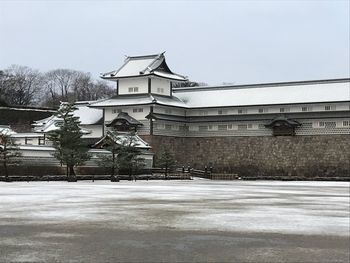 Built structure against clear sky during winter
