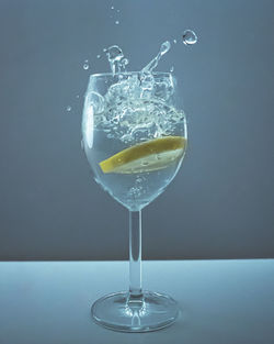 Close-up of drink served on table