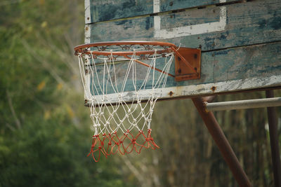 Close-up of basketball hoop