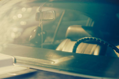 Close-up of empty seats in car