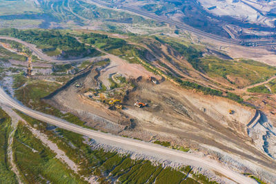 High angle view of road amidst landscape