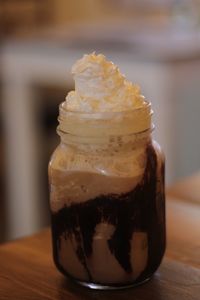 Close-up of dessert on table