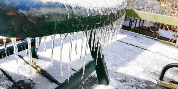 Close-up of snow on water