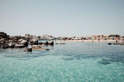 Scenic view of sea against clear sky