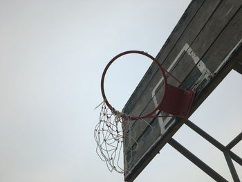 Low angle view of basketball hoop against sky