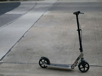 High angle view of bicycle on road