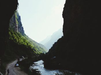 Panoramic view of river passing through mountains