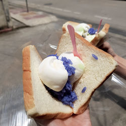 High angle view of ice cream cone