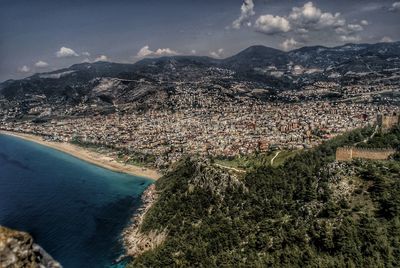 Aerial view of landscape against sky