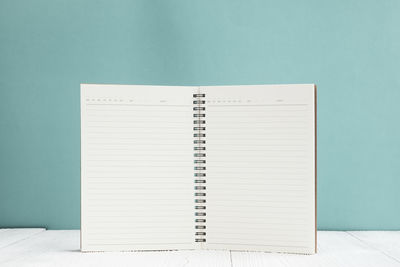 High angle view of book on table