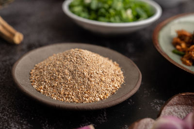 High angle view of food on table