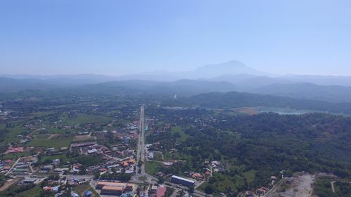 High angle view of townscape against sky