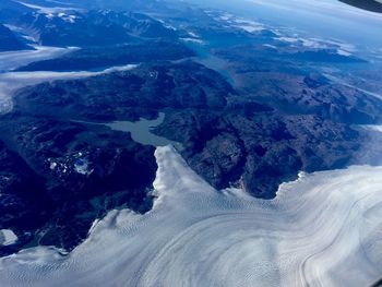 High angle view of snowcapped mountains