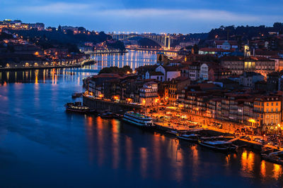 View of illuminated city at waterfront