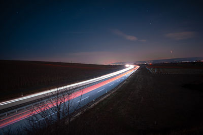 Light trails on highway at night