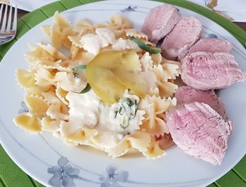 High angle view of meal served in plate