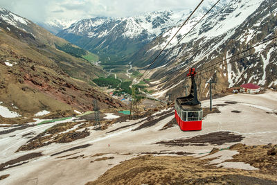 View of snowcapped mountain road