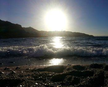 Scenic view of sea against sky during sunset