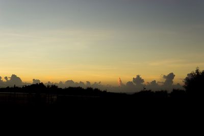 Scenic view of silhouette landscape against sky during sunset