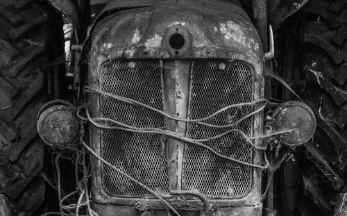 Close-up of abandoned vehicle