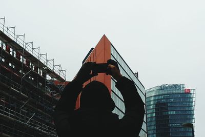 Low angle view of built structure against clear sky