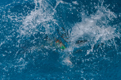 Splashing water in the swimming pool