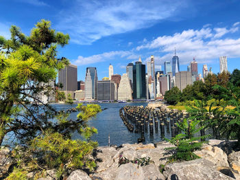 View of buildings against cloudy sky