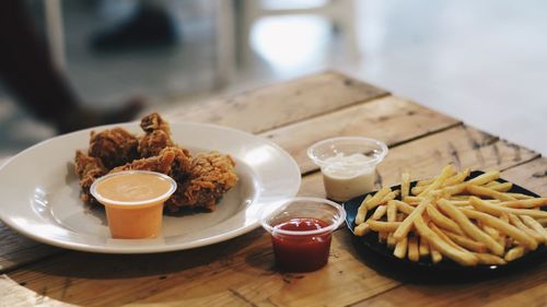 Close-up of food on table