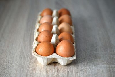 Close-up of eggs on table