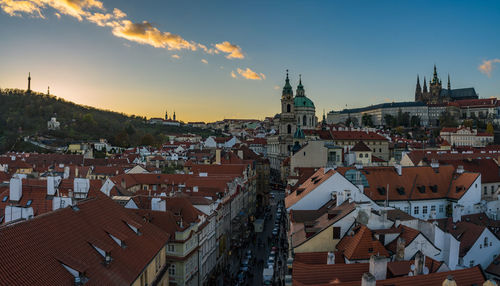 Panoramic view of town against sky