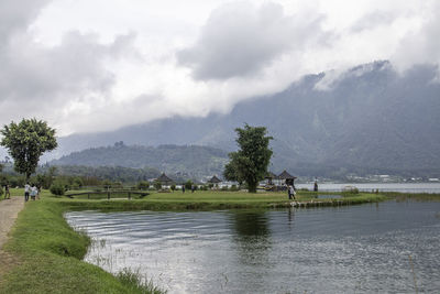 Scenic view of lake against sky