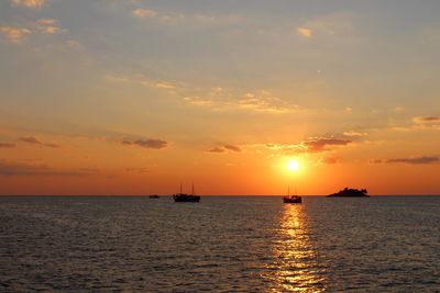 Scenic view of sunset over sea