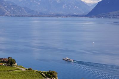 Scenic view of sea and mountains