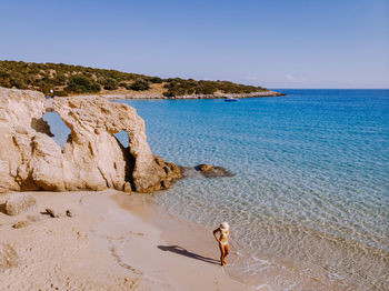 Scenic view of sea against clear sky