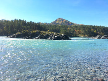 Scenic view of sea against clear sky